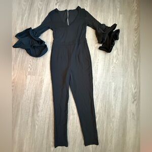 Stunning Black Venus Jumpsuit with Bell Sleeves - Medium